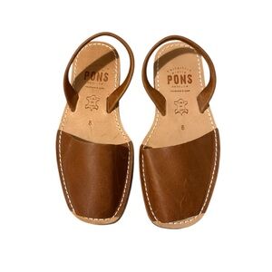 PONS Avarcas Classic Style Brown Leather Sandal Size 8 NWOT